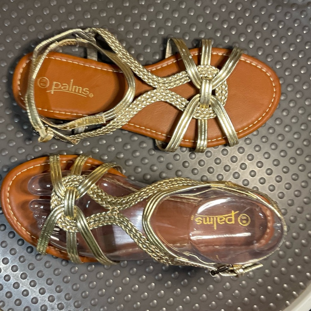 Palms Size 8 M Golden Braided Flats Women’s Sandals VGC - Picture 3 of 11